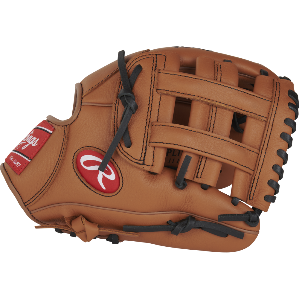 The Rawlings Select Pro Lite 11" Nolan Arenado Baseball Glove (RSPL110NA) is a brown youth glove with black laces and a red Rawlings logo patch, displayed on a plain white background.