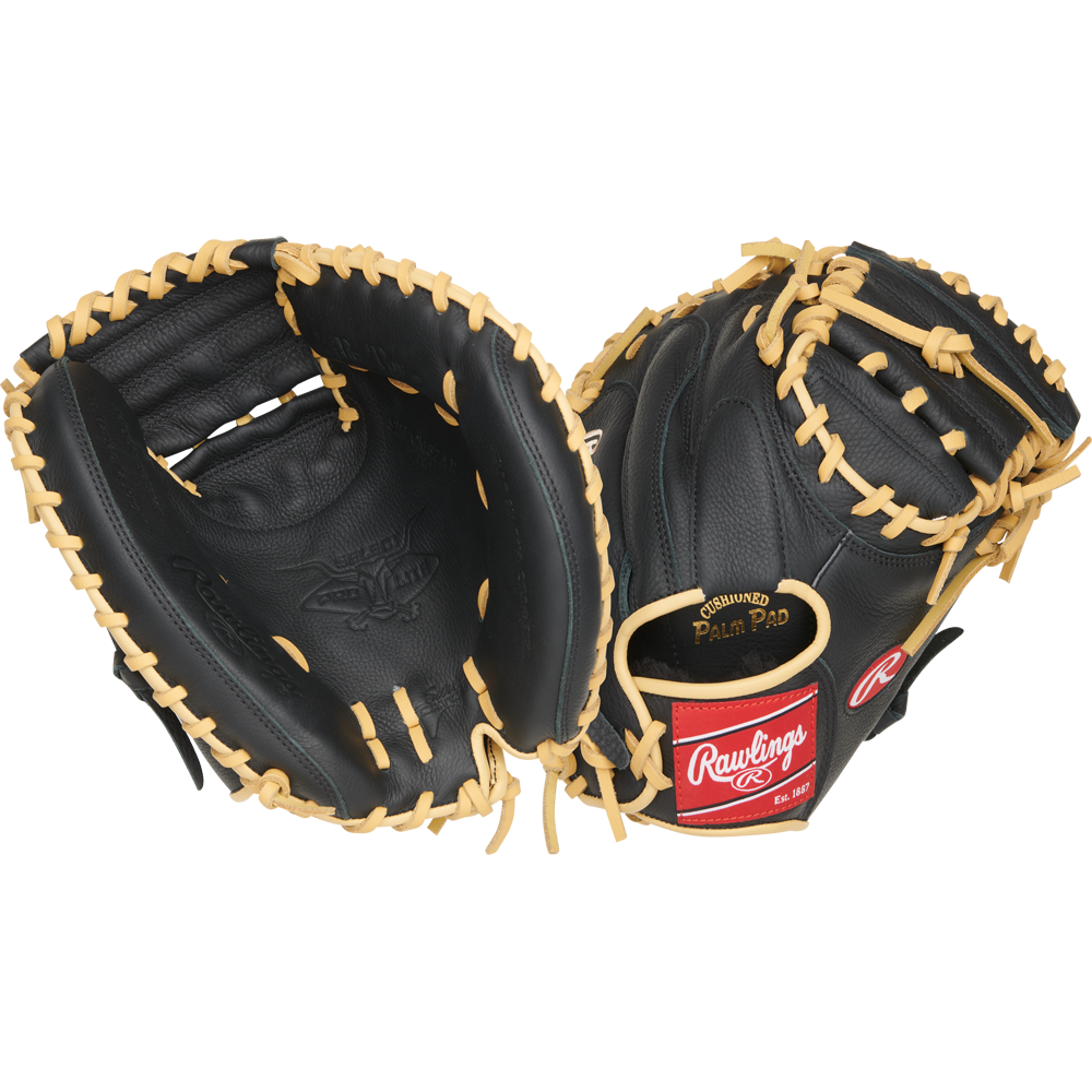 The Rawlings Select Pro Lite 32" Adley Rutschman Baseball Catcher's Mitt (SPLCM32AR) is a youth catcher's mitt in black and yellow, inspired by Adley Rutschman.