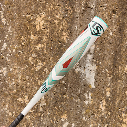 A hand holding the 2025 Louisville Slugger Atlas (-5) 2 5/8" USSSA Baseball Bat (WBL2981010), a balanced one-piece alloy bat by Louisville Slugger.