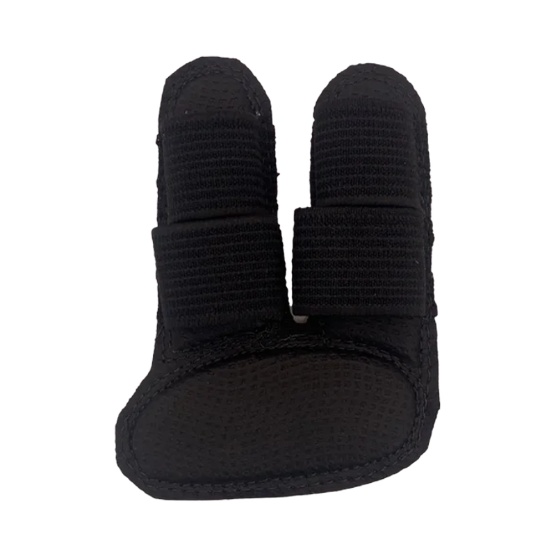 Black Markwort PalmGuard Sting Stopper Glove Insert (PAI101 / PYI101) with two finger sleeves and adjustable hook-and-loop straps, providing shock-absorbing padding for finger protection.