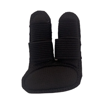 Black Markwort PalmGuard Sting Stopper Glove Insert (PAI101 / PYI101) with two finger sleeves and adjustable hook-and-loop straps, providing shock-absorbing padding for finger protection.