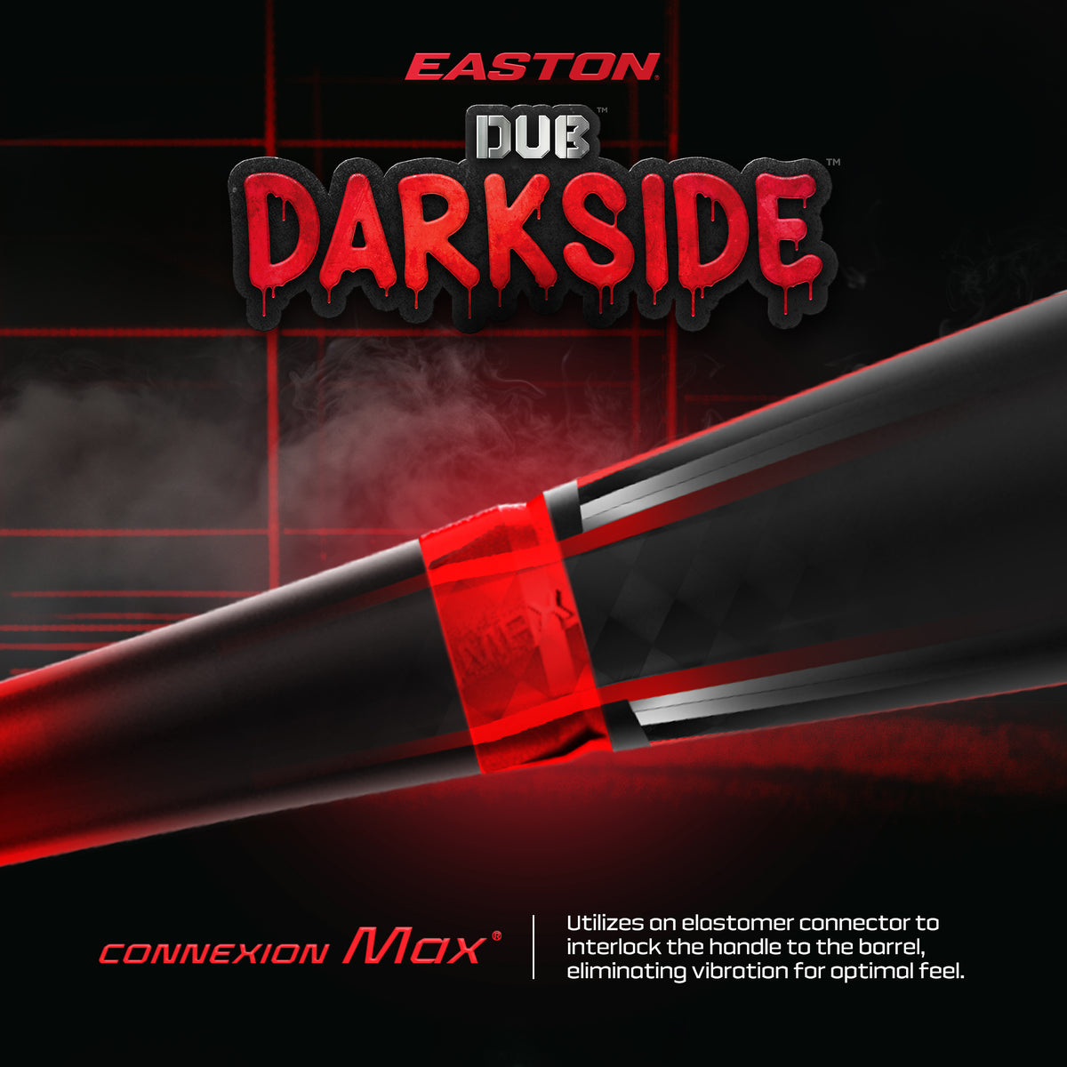 Introducing the 2027 Easton Dub Darkside (-10) 2 3/4″ USSSA Baseball Bat (EUT7DBDS10), a top-performing baseball bat featuring striking red accents. Engineered with Connexion Max technology to minimize vibration for improved feel, and equipped with Double Barrel Construction to maximize power and performance on every swing.