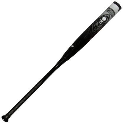 A 2025 Dudley Undertaker 12" Endloaded NSA USSSA Slowpitch Softball Bat (UNDERE) in black, featuring a textured grip and barrel graphic, endloaded for power, by Dudley; shown on a white background.