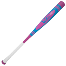 The 2025 Victus Vibe Pro-Crayon Fernando Tatis Jr (-3) BBCOR Baseball Bat by Victus features a one-piece aluminum design, purple handle with white grip tape, blue and purple barrel, visible Victus branding, autograph, and vibration-reducing knob.