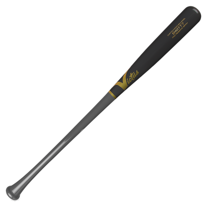 A Victus Bobby Witt Jr BWITT7 Pro Reserve Birch Wood Bat (VRWBBW7), featuring black and silver colors with gold barrel accents, is displayed on a plain white background.