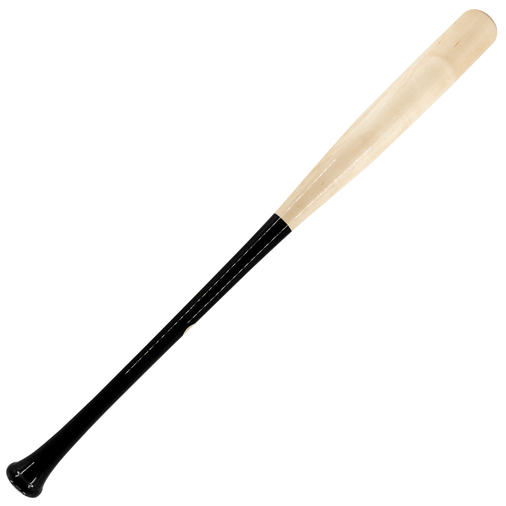 A Victus Jac Caglianone CAGS1Pro Reserve Maple Wood Bat: VRWMCAGS1 with a black handle and a natural light-colored wood barrel, designed for a balanced swing.