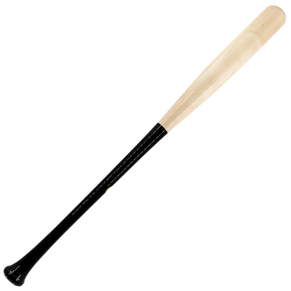 A Victus Jac Caglianone CAGS1Pro Reserve Maple Wood Bat: VRWMCAGS1 with a black handle and a natural light-colored wood barrel, designed for a balanced swing.