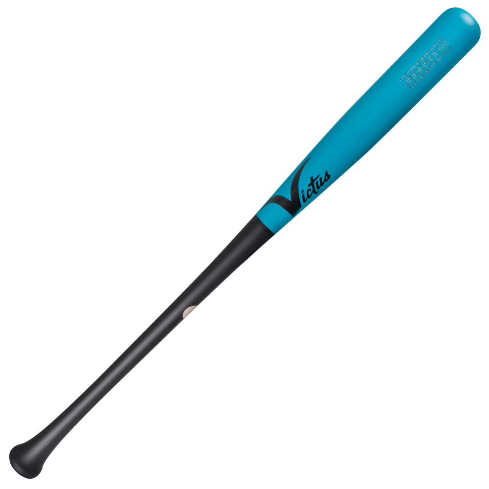 Victus Julio Rodriguez JRODSHOW Pro Reserve Maple Wood Bat (VRWMJROD) with a black handle and a bright blue barrel featuring a black logo.