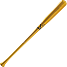 The Victus ONEIL15 Oneil Cruz Pro Reserve Maple Wood Bat (VRWMONEIL15), featuring a gold color, is displayed on a plain white background.