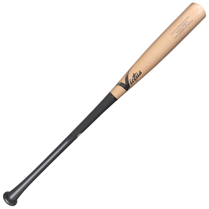 The Victus Anthony Volpe VOLPE1 Pro Reserve Maple Wood Bat (VRWMVOLP1) features a natural tan barrel, black handle, and visible Victus branding. It is displayed diagonally against a plain light background.