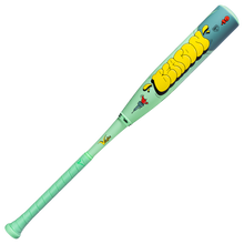 The 2027 Victus Nova Lit Beacon (-10) 2 3/4" USSSA bat features a mint green composite design, XL barrel, wrapped grip, yellow BISON bubble text, red rose graphic, and a yellow -10 mark—crafted by Victus for standout style.