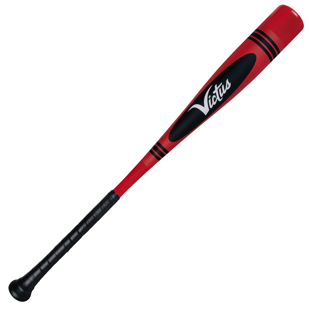 A close-up of the 2025 Victus Vibe Crayon (-10) 2 5/8" USA Baseball Bat by Victus, highlighting its sleek, one-piece aluminum design and sturdy build.