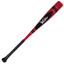 A close-up of the 2025 Victus Vibe Crayon (-10) 2 5/8" USA Baseball Bat by Victus, highlighting its sleek, one-piece aluminum design and sturdy build.