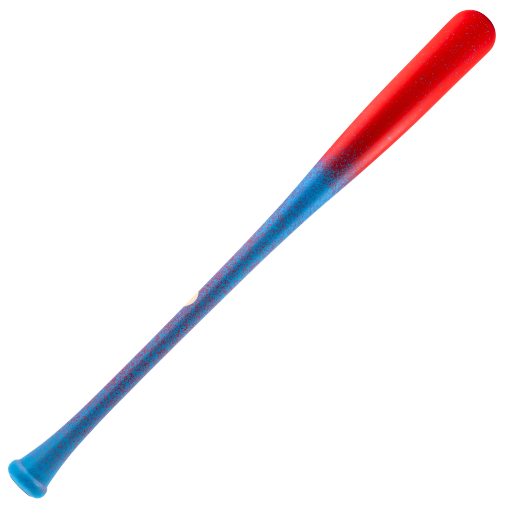 Victus V-Cut Youth Wood Bat: VYFPC with a blue handle that fades into a red barrel.