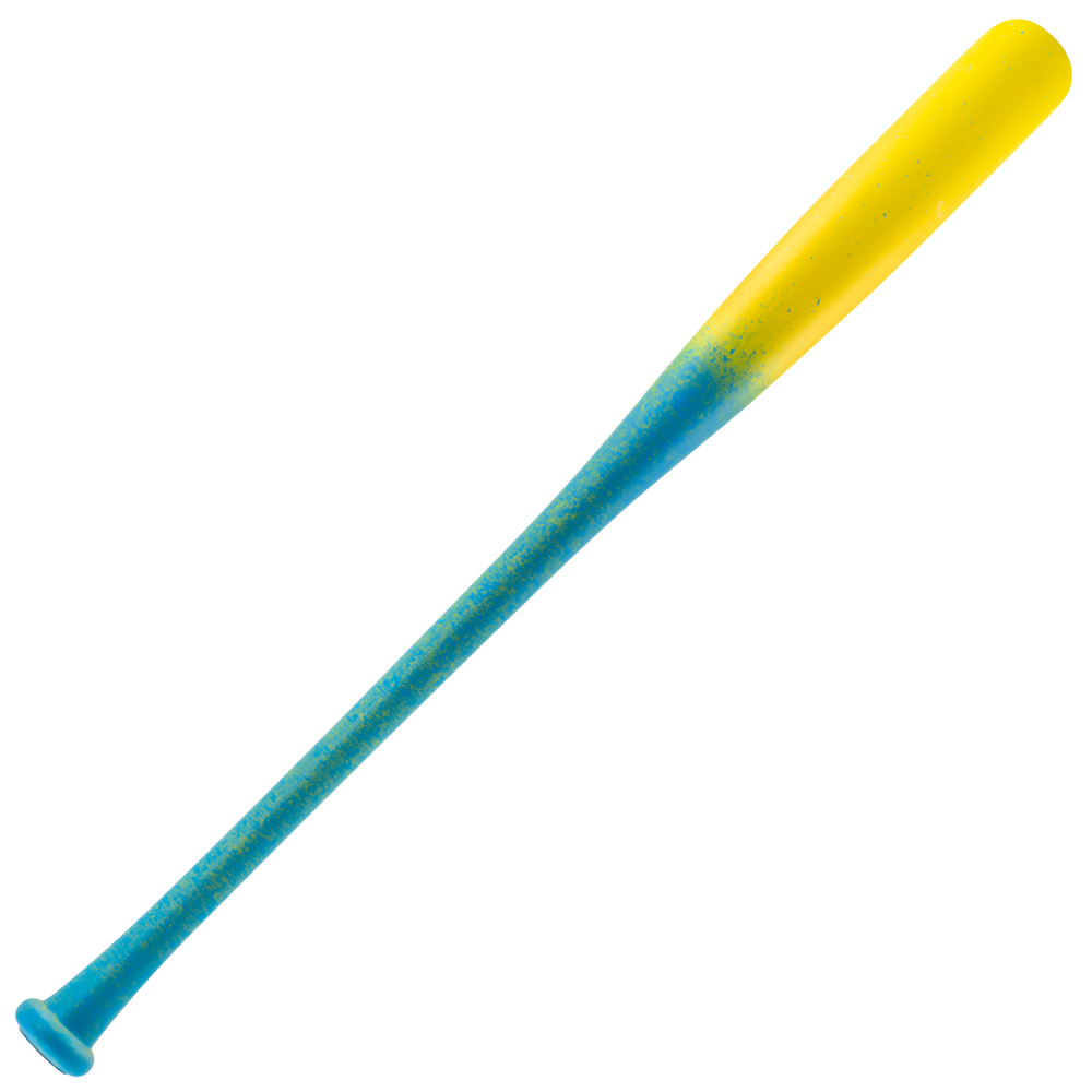 Victus V-Cut Youth Wood Bat: VYFPC with a blue handle fading into a yellow barrel.