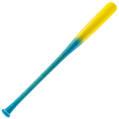 Victus V-Cut Youth Wood Bat: VYFPC with a blue handle fading into a yellow barrel.