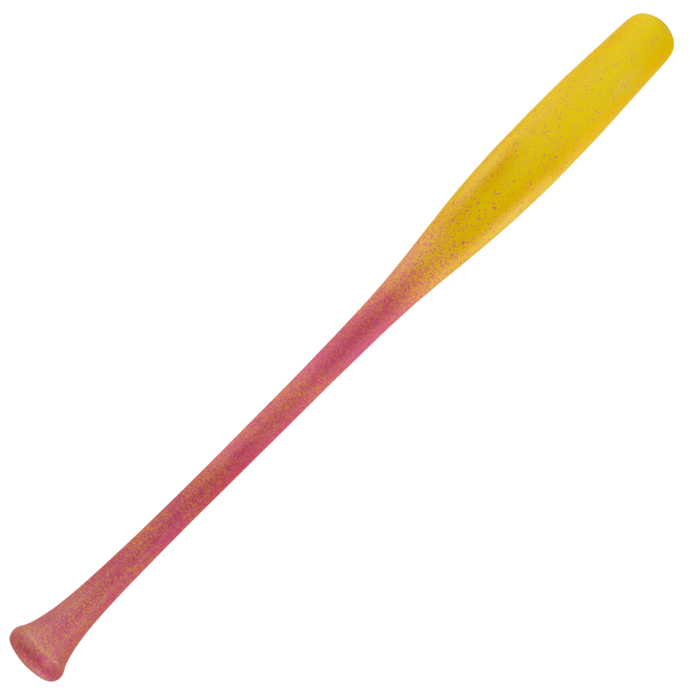 Victus ALT JR Youth Torpedo Pro Reserve Maple Wood Bat with a gradient finish transitioning from pink at the handle to yellow at the barrel.