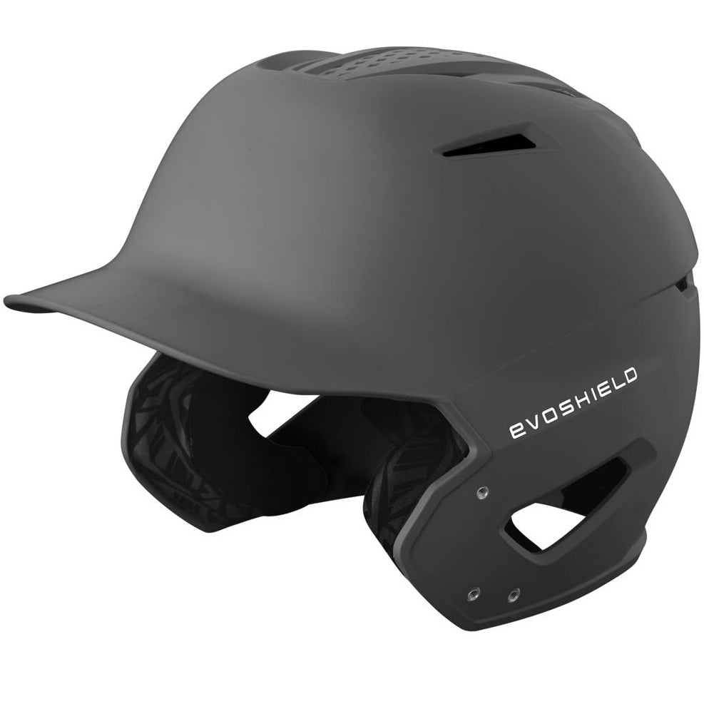 The EvoShield XVT 2.0 Matte Batting Helmet (WB572560) offers players stylish black design with bold white text for standout looks and reliable protection on the field.