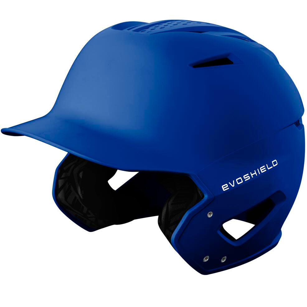 The EvoShield XVT 2.0 Matte Batting Helmet (WB572560) features dual ear protection and “Evoshield” in white on the side, making it a reliable choice for baseball players.
