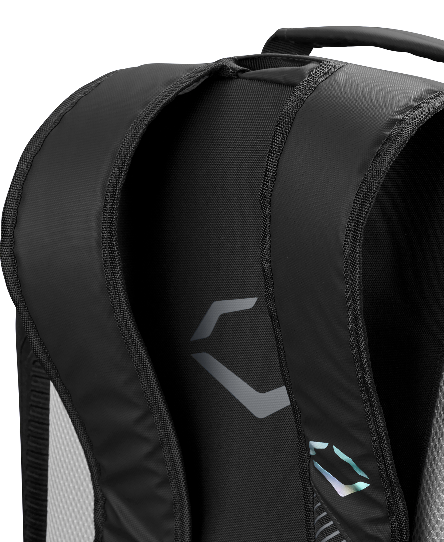 A close-up of the EvoShield Tone Set Backpack (WB57304) by EvoShield, a water-resistant bag ideal for everyday use or carrying your baseball gear.