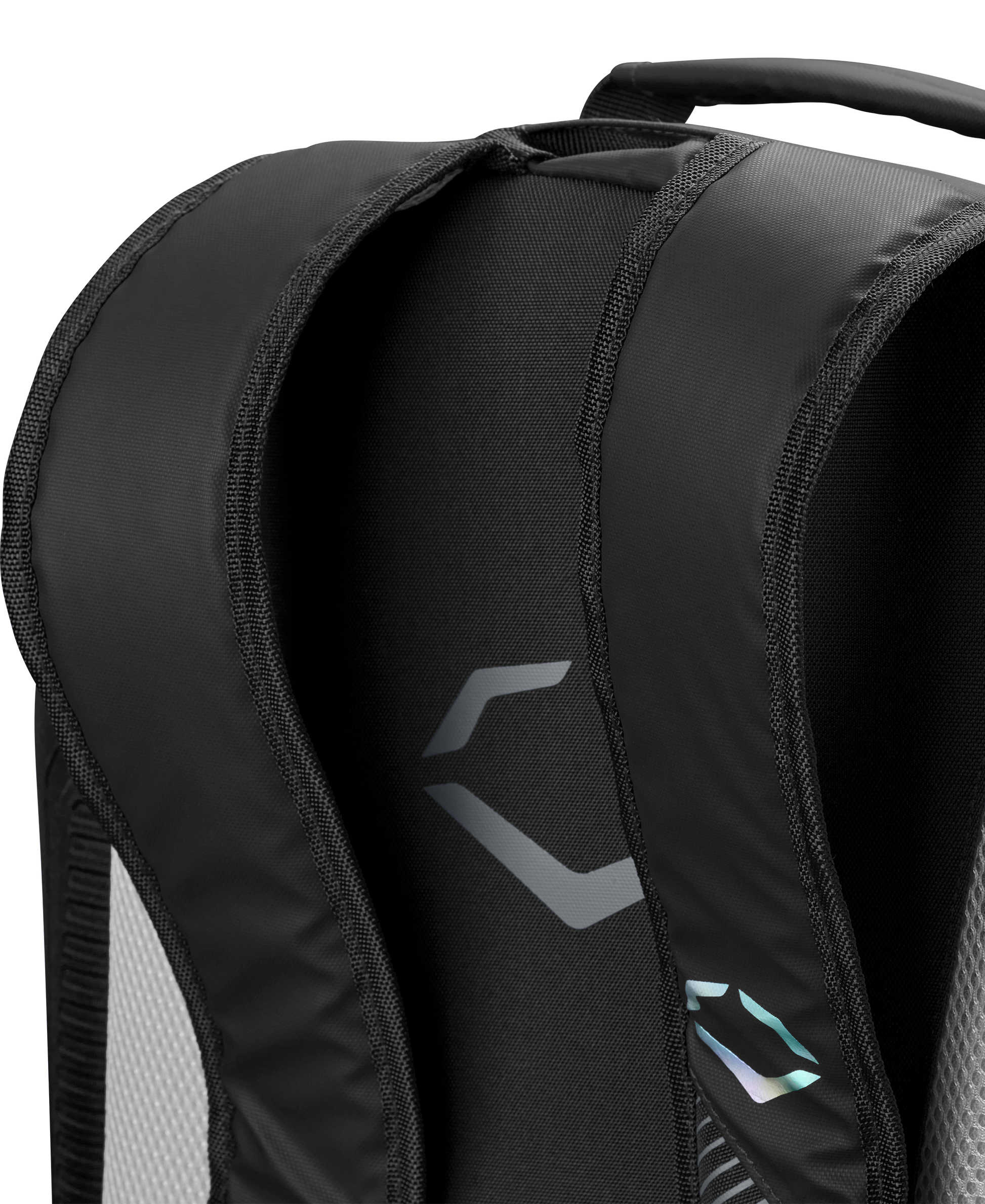 A close-up of the EvoShield Tone Set Backpack (WB57304) by EvoShield, a water-resistant bag ideal for everyday use or carrying your baseball gear.