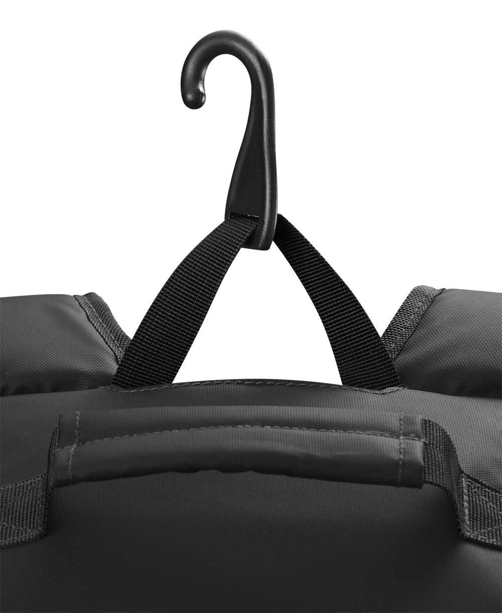 The EvoShield Tone Set Backpack: WB57304 by EvoShield is a black baseball gear bag with a hook, bat sleeves, and a water-resistant backpack design.