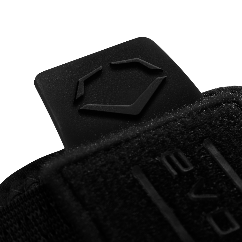 The EvoShield Sliding Mitt 2.0 (WB57537) by EvoShield is a black baseball sliding mitt with a black square, designed to protect your hand during slides.