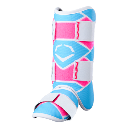 The EvoShield SRZ-2 Youth Batter's Leg Guard (WB57646) by EvoShield, shown on a plain white background, provides protective comfort for young athletes’ legs—offering reliable support and peace of mind during play.