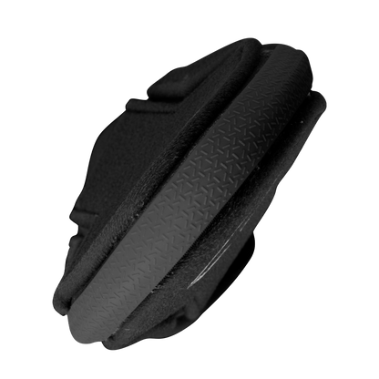 A close-up of the EvoShield Shorty Sliding Mitt 2.0 (model WB57728) by EvoShield highlights its black, textured, rubber-like surface and curved edges, crafted for premium baseball hand protection against a plain white background.