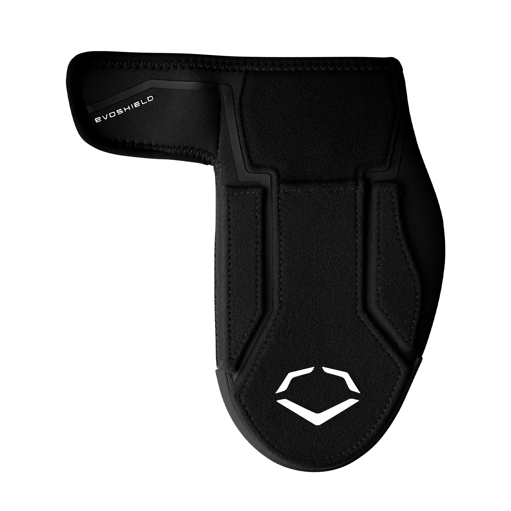 The EvoShield Shorty Sliding Mitt 2.0 (WB57728) is a black padded mitt with a white logo, designed by EvoShield to cover the hand and wrist for top-tier baseball protection on slides.