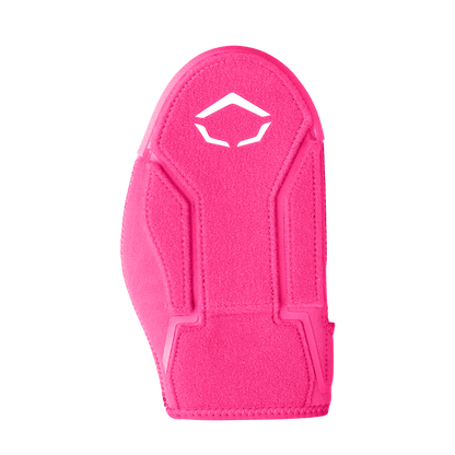 The EvoShield Shorty Sliding Mitt 2.0 (WB57728) is a pink sliding mitt with a white logo, offering superior baseball hand protection from EvoShield.
