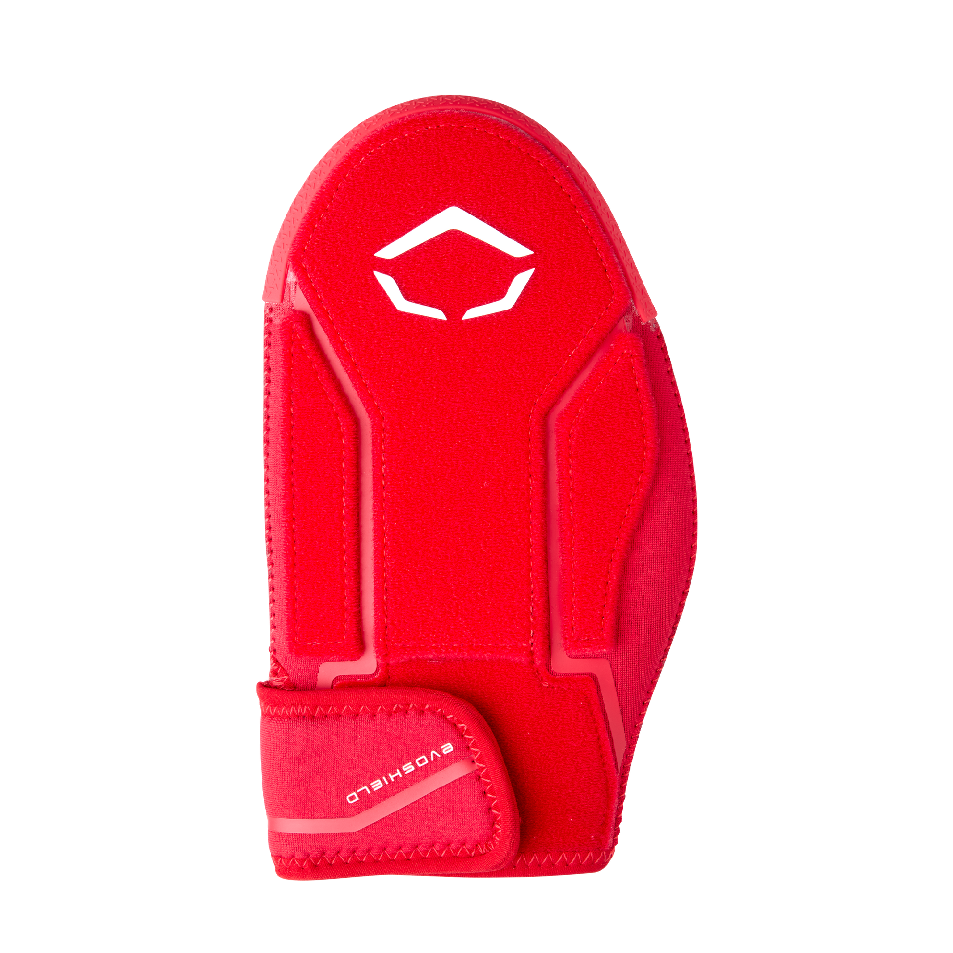 The EvoShield Shorty Sliding Mitt 2.0 (WB57728) is a red sliding mitt featuring a white EvoShield logo, designed to provide superior hand protection for baseball players.