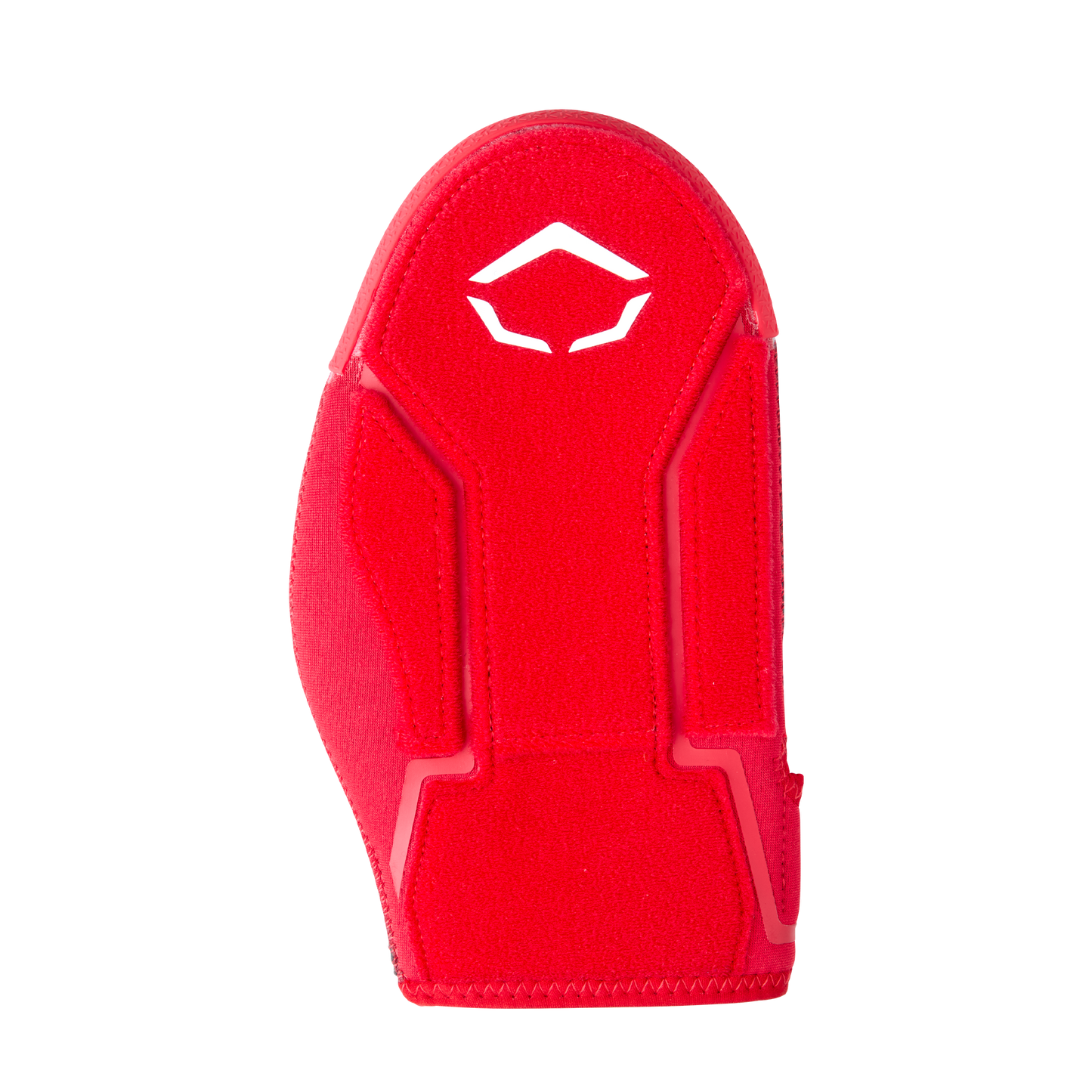 The EvoShield Shorty Sliding Mitt 2.0 (WB57728) features a bright red design with angular contours and a white geometric logo, providing baseball hand protection. It's shown against a plain white background. Brand: EvoShield.
