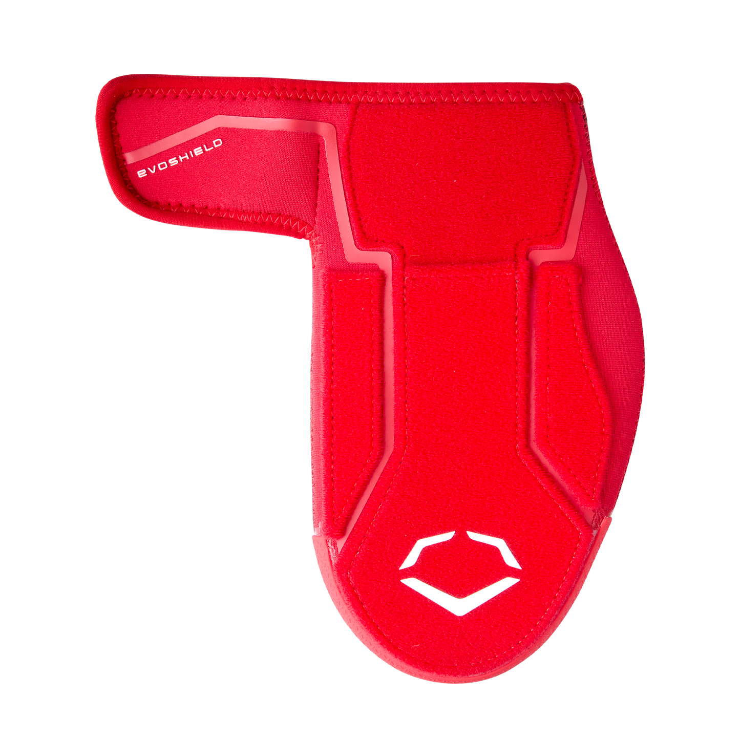 The EvoShield Shorty Sliding Mitt 2.0 (WB57728) is a red baseball sliding mitt with a white EvoShield logo, protecting the hand and wrist, shown against a plain white background.