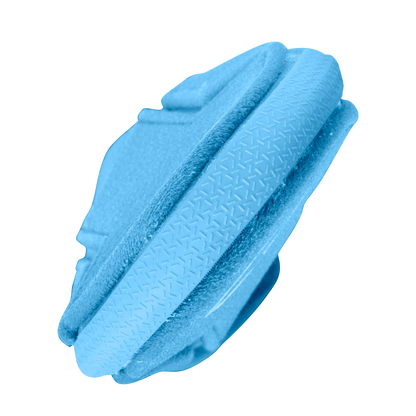 The EvoShield Shorty Sliding Mitt 2.0 (WB57728) by EvoShield is a textured, circular blue mitt with a patterned, layered design, displayed against a white background.