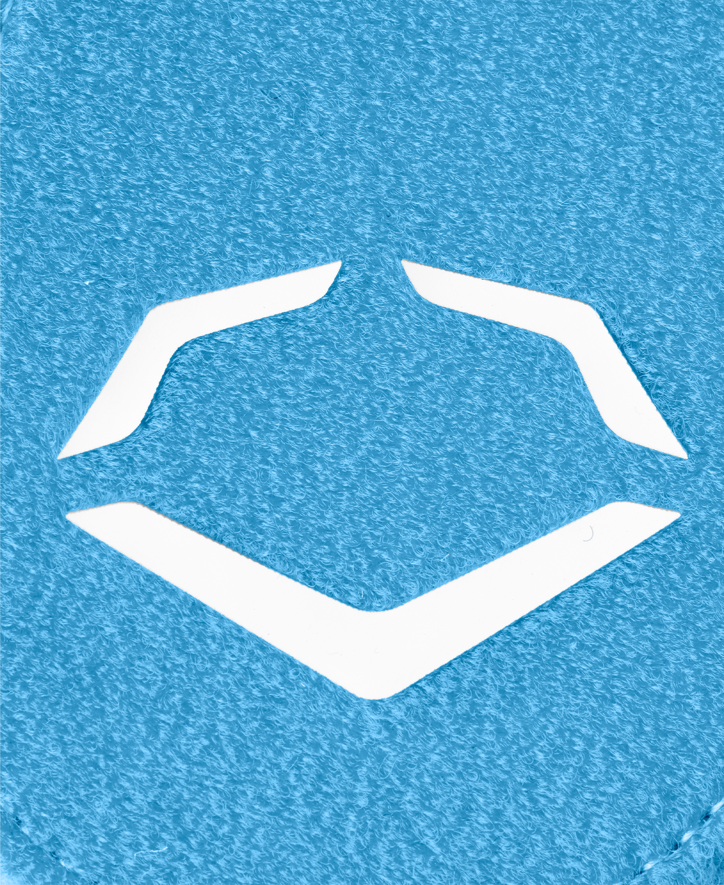 White angular geometric logo, inspired by EvoShield Shorty Sliding Mitt 2.0 (WB57728) design, appears on a textured blue background, reflecting the brand’s baseball hand protection style.