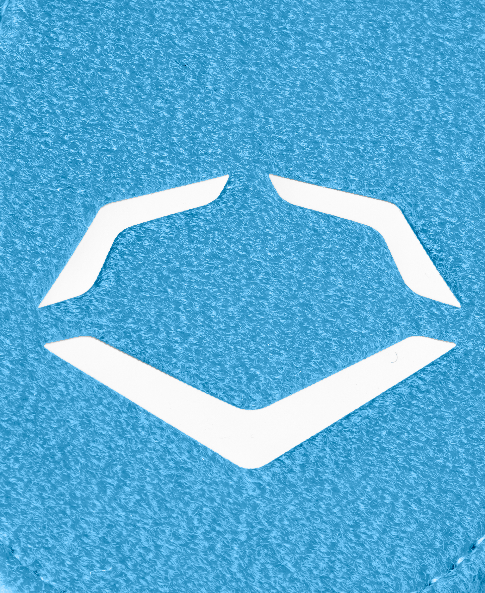 White angular geometric logo, inspired by EvoShield Shorty Sliding Mitt 2.0 (WB57728) design, appears on a textured blue background, reflecting the brand’s baseball hand protection style.