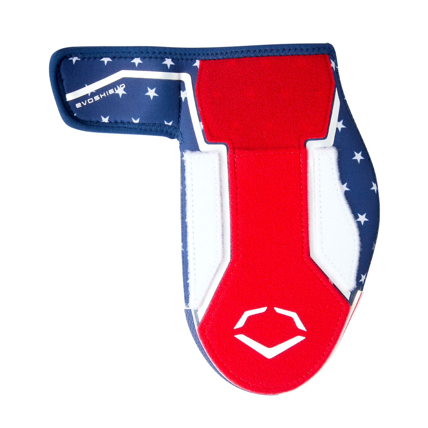 Show your EvoShield pride with this red, white, and blue golf putter cover featuring stars, a white EvoShield logo, and Velcro closure—an ideal match for fans of the EvoShield Shorty Sliding Mitt 2.0 (WB57728).