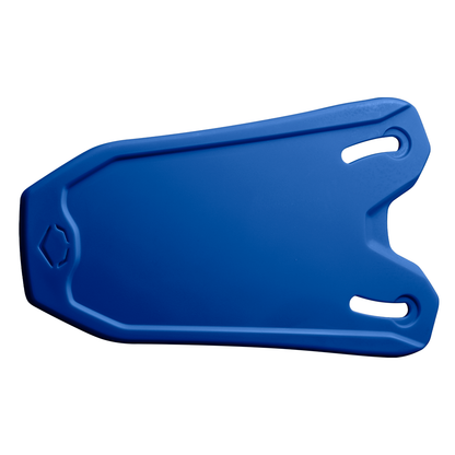 A blue foam swim kickboard with a contoured shape and two hand grip slots on one end, shown against a white background—featuring ergonomic design similar to the EvoShield XVT 2.0 Bilateral Matte Face Shield (Jaw Guard), WB57729.