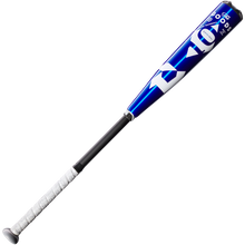 The 2023 DeMarini The Goods -10 (2 5/8") USA Baseball Bat (WBD2359010) features a blue and silver X14 Alloy Barrel and a black handle with white grip tape, shown against a plain white background.