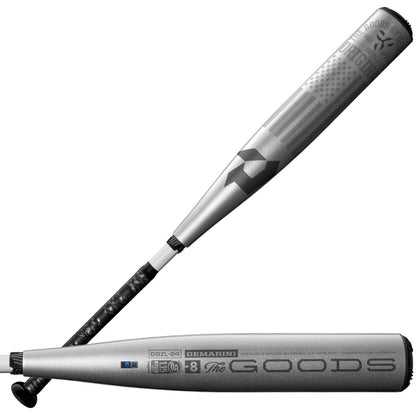 A close-up of the 2024 DeMarini The Goods (-8) 2 3/4" USSSA Baseball Bat (USED), highlighting its X14 Alloy Barrel.