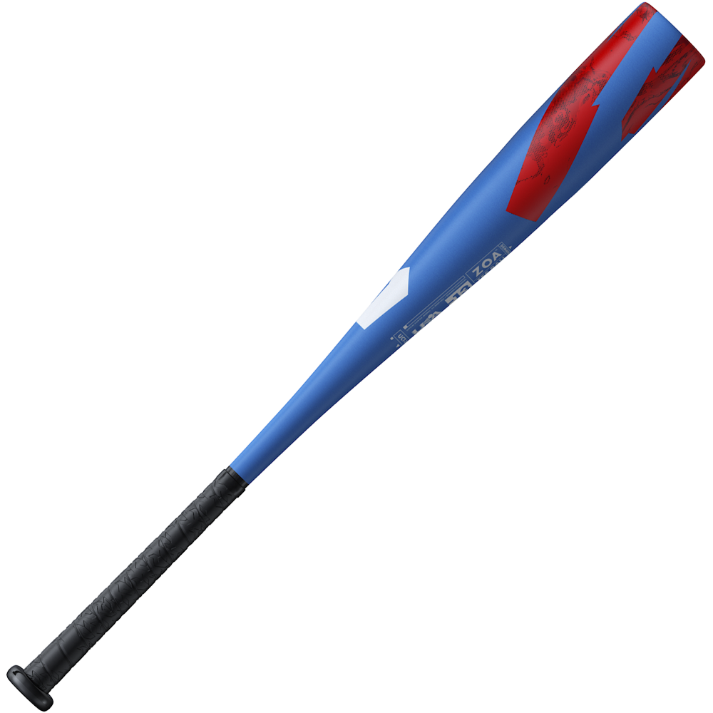 The 2024 DeMarini ZOA (-13) 2 5/8" USA T-Ball Baseball Bat (WBD2480010) features a blue barrel with red accents and a black grip, shown on a plain white background.
