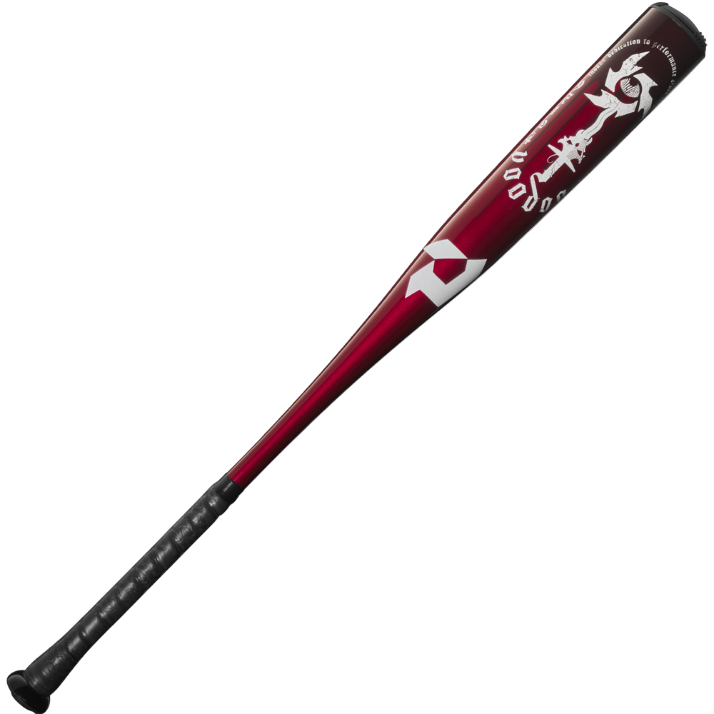 A 2025 DeMarini Voodoo One (-3) BBCOR Baseball Bat (WBD2527010 DEMO) in red and black with a black grip, white logo, and X14 Alloy Barrel graphics is shown on a white background.