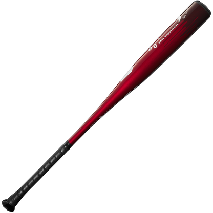 The 2025 DeMarini Voodoo One (-3) BBCOR Baseball Bat (WBD2527010), featuring a red and black design with an X14 Alloy Barrel and textured black grip, is shown diagonally on a plain white background.