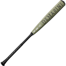 A used 2025 DeMarini The Goods (-3) BBCOR Baseball Bat (WBD2528010), featuring a green and black design with a black handle and large DeMarini branding on the X14 Alloy Barrel, is displayed on a plain white background.