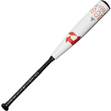 The 2025 DeMarini The Goods (-10) 2 3/4" USSSA Baseball Bat (WBD2535010) features a white hybrid design, black grip and handle, red geometric/text designs near the barrel, and an X14 alloy barrel—shown on a plain white background.