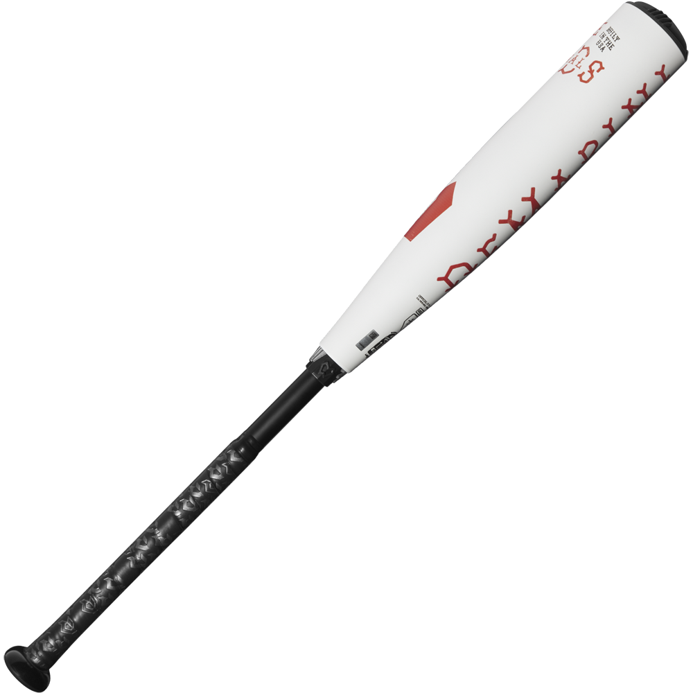 The 2025 DeMarini The Goods (-10) 2 3/4" USSSA Baseball Bat (WBD2535010) features a sleek white and black design with red accents, a black grip, X14 alloy barrel for durability, and USSSA certification for high performance.