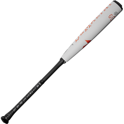 The 2025 DeMarini The Goods (-5) 2 5/8" USSSA Baseball Bat (WBD2537010) is shown in white and black with red accents, featuring a black textured grip and advanced X14 Alloy Barrel construction against a plain background.