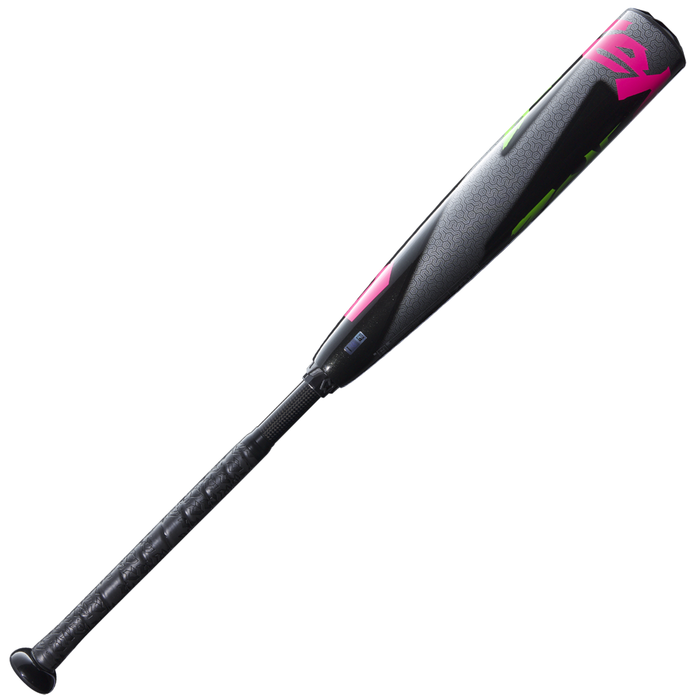 The 2025 DeMarini ZEN Limited Edition (-10) 2 3/4" USSSA Baseball Bat (WBD2541010) features a composite barrel, textured grip, and vibrant neon green and pink accents near the barrel, shown on a white background.