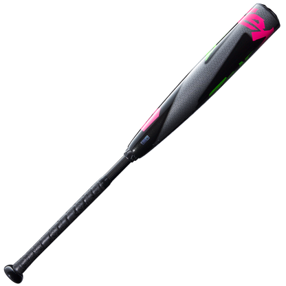 The 2025 DeMarini ZEN Limited Edition (-10) 2 3/4" USSSA Baseball Bat (WBD2541010) features a composite barrel, textured grip, and vibrant neon green and pink accents near the barrel, shown on a white background.